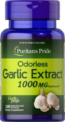 Picture of Puritan's Pride Odorless Garlic 1000 mg - 100 Softgels