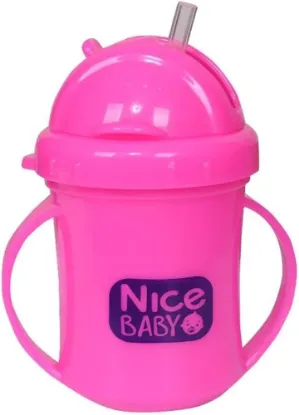 Picture of NICE BABY BOTTLE WITH STRAW ROSE