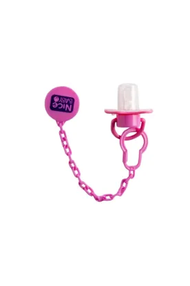 Picture of NICE BABY BEVELED PACIFIER WITH ROSE CHAIN