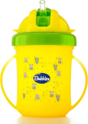 Picture of BUBBLES CUP WITH STRAW YELLOW