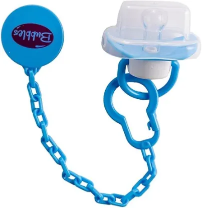 Picture of BUBBLES BEVELED PACIFIER WITH CHAIN 0M, BLUE