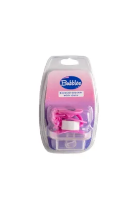 Picture of BUBBLES BEVELED PACIFIER WITH CHAIN 0M, ROSE