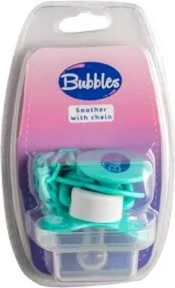 Picture of BUBBLES REGULAR PACIFIER WITH CHAIN 6M GREEN